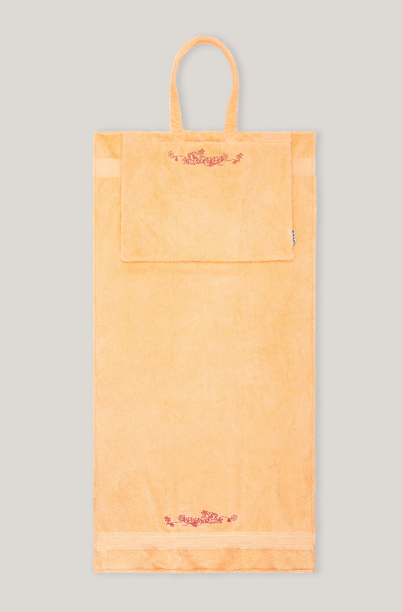 Beach Terry Terry Towel Bag, Cotton, in colour Peach Fuzz - 2 - GANNI