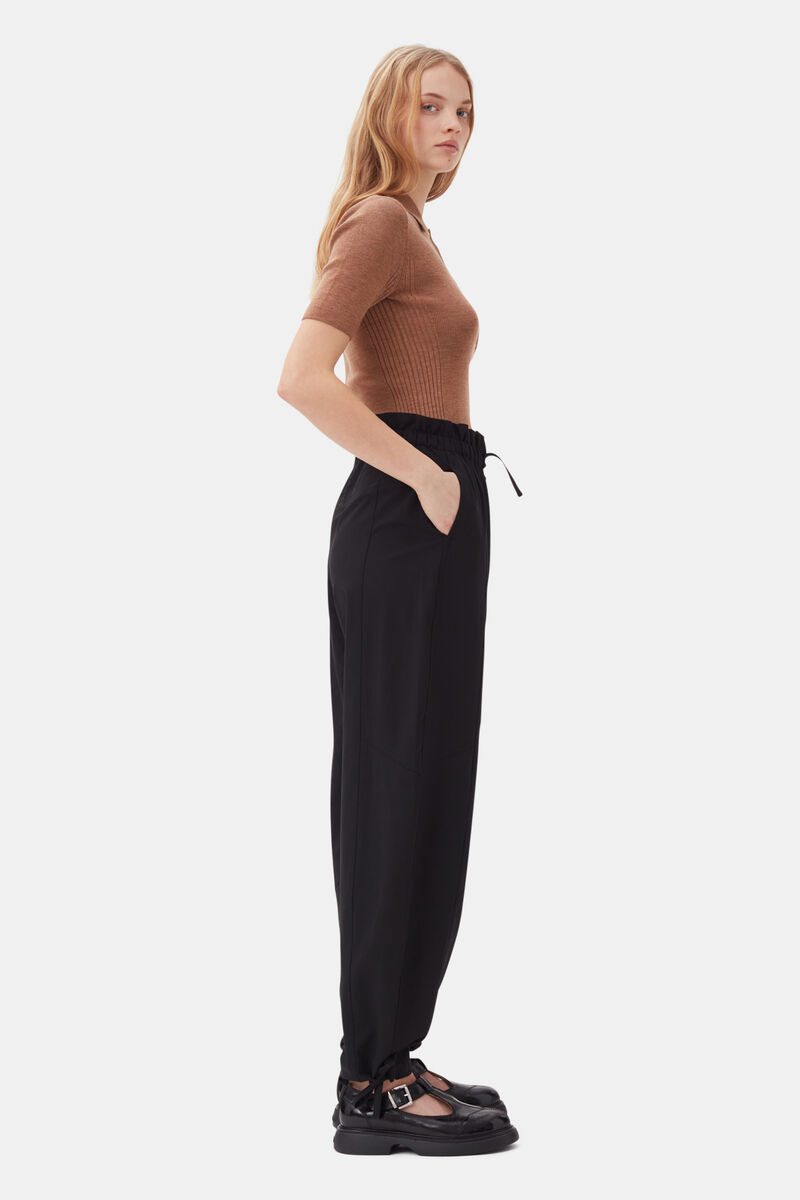 Black Black Drapey Melange Elasticated Waist Hose | GANNI DE