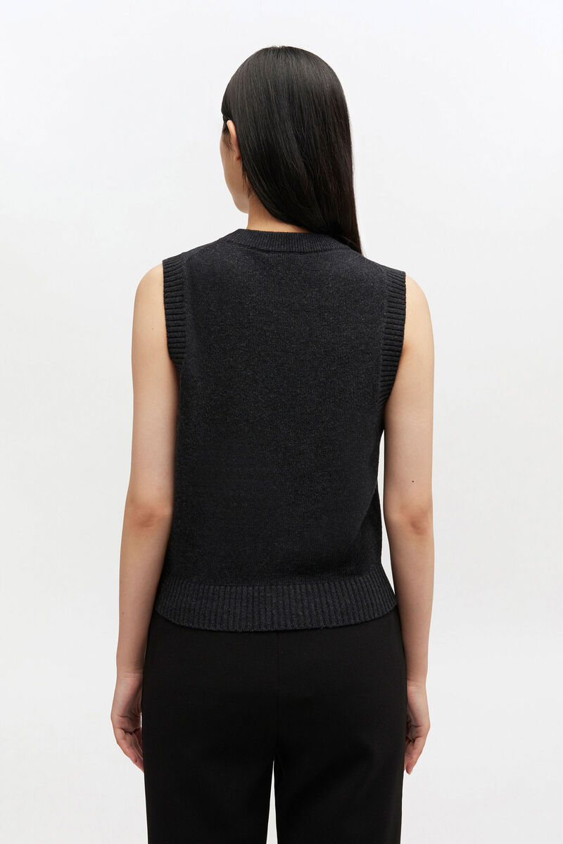 Graphic Wool Vest, Recycled Wool, in colour Phantom - 3 - GANNI