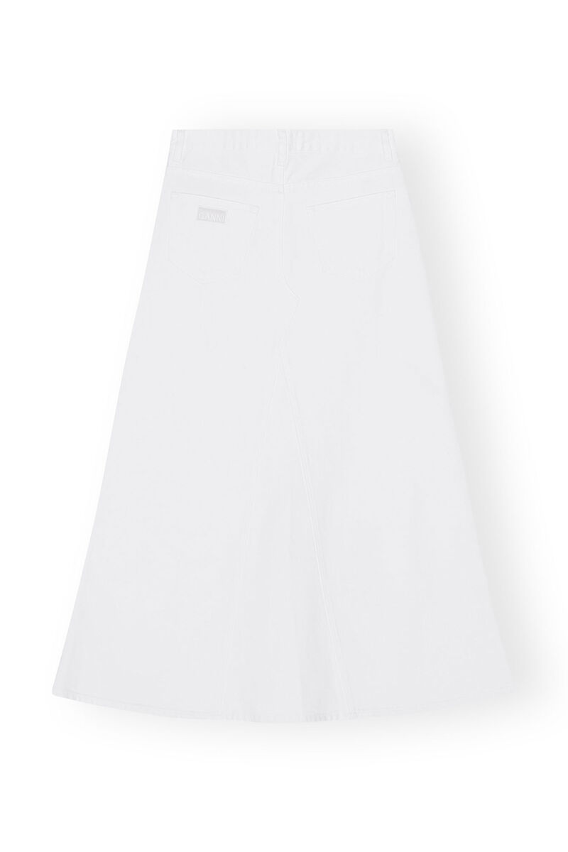 White Denim Double Fly Maxi Skirt, Cotton, in colour Bright White - 2 - GANNI