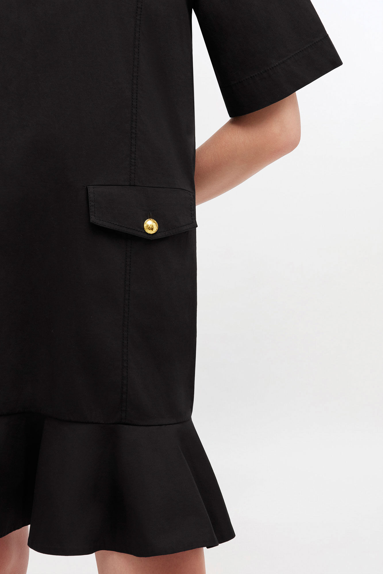 Minikleid aus Stretch-Baumwolle, in colour Jet Black - 3 - GANNI