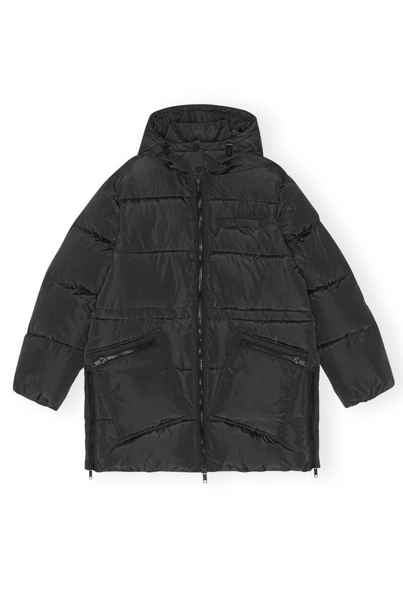 Oversized Tech Puffer midijacka, Recycled Polyester, in colour Phantom - 1 - GANNI