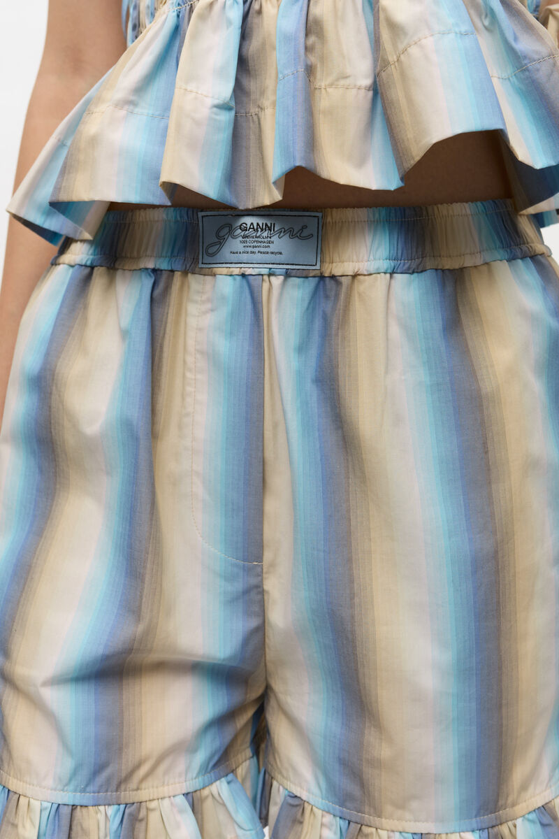 Rüschenshorts mit Ombre-Streifen, Cotton, in colour Multicolour - 4 - GANNI