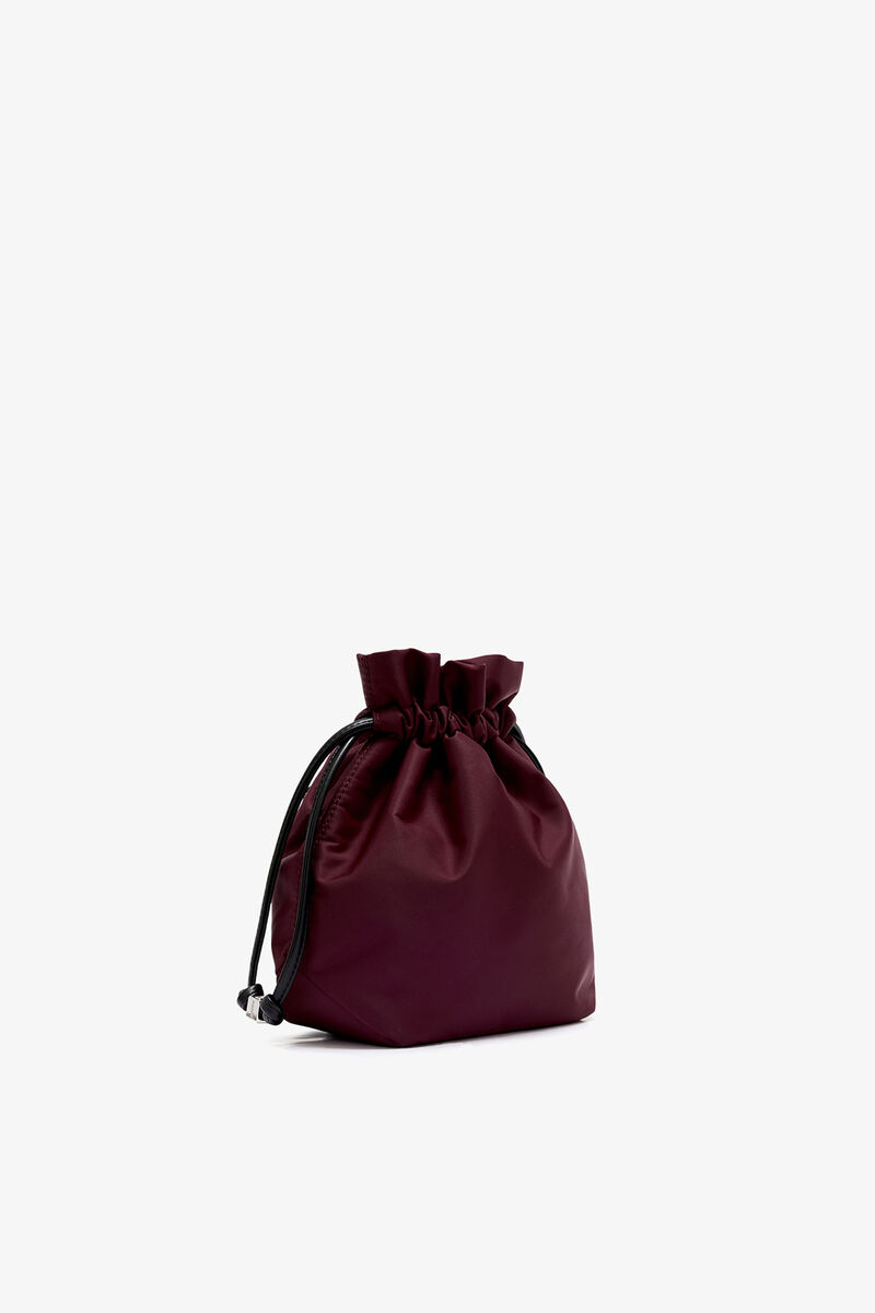 Pouch in Red Nylon, Recycled Polyamide, in colour Windsor Wine - 2 - GANNI