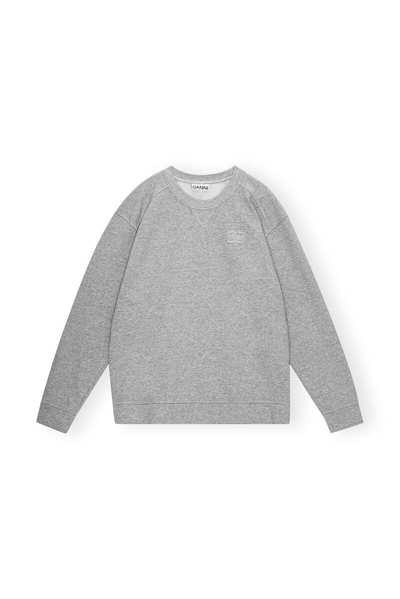 Graues Isoli-Drop-Shoulder-Sweatshirt, Cotton, in colour Paloma Melange - 1 - GANNI