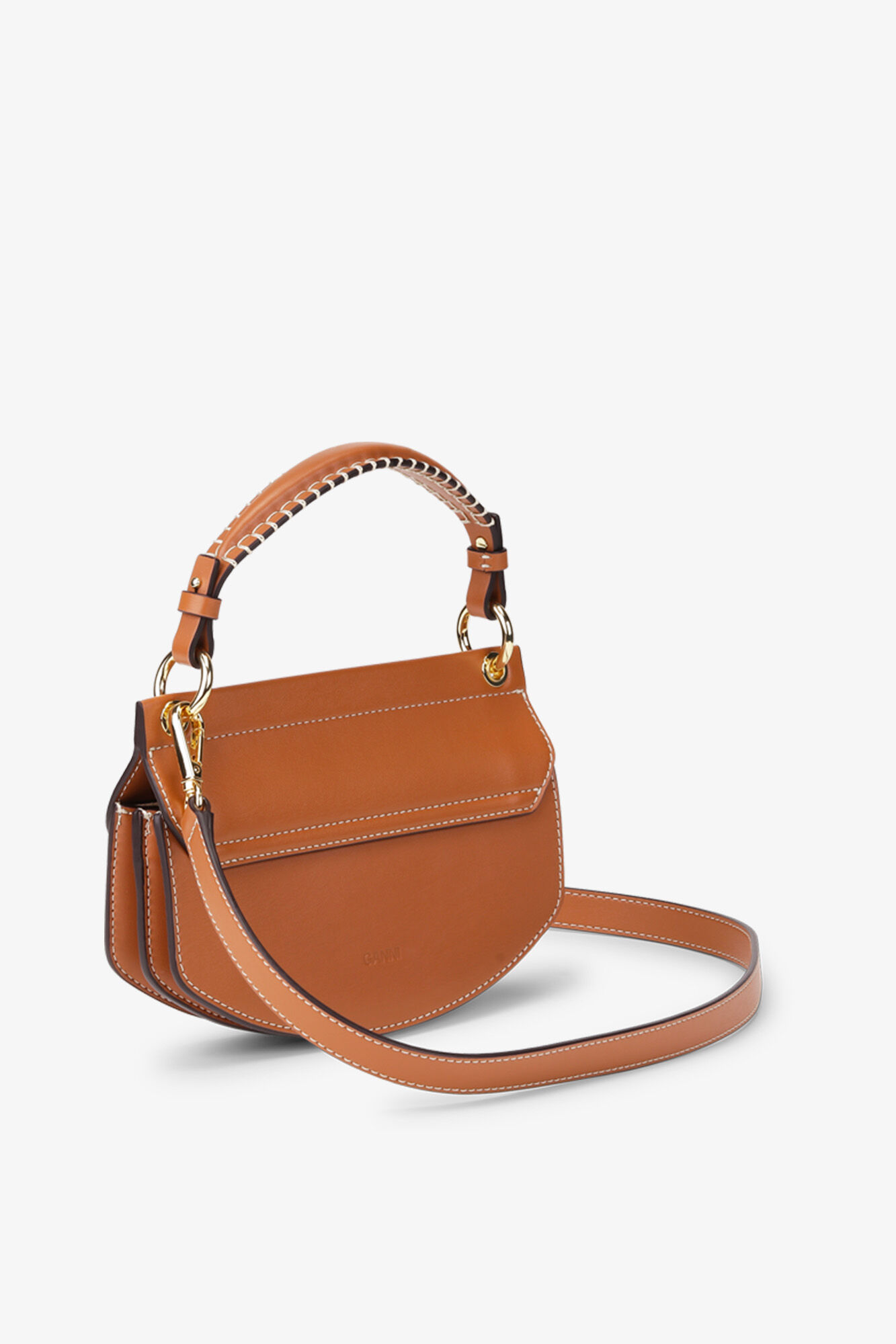 Caramel Mini Top Handle Apo-G Bag , Polyester, in colour Caramel Café - 2 - GANNI