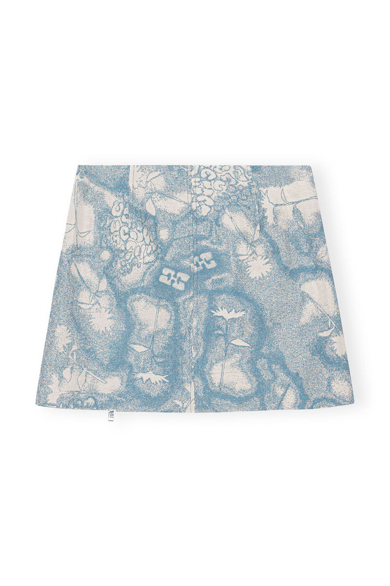 Brocade Mini Skirt, Organic Cotton, in colour Silver Lake Blue - 2 - GANNI