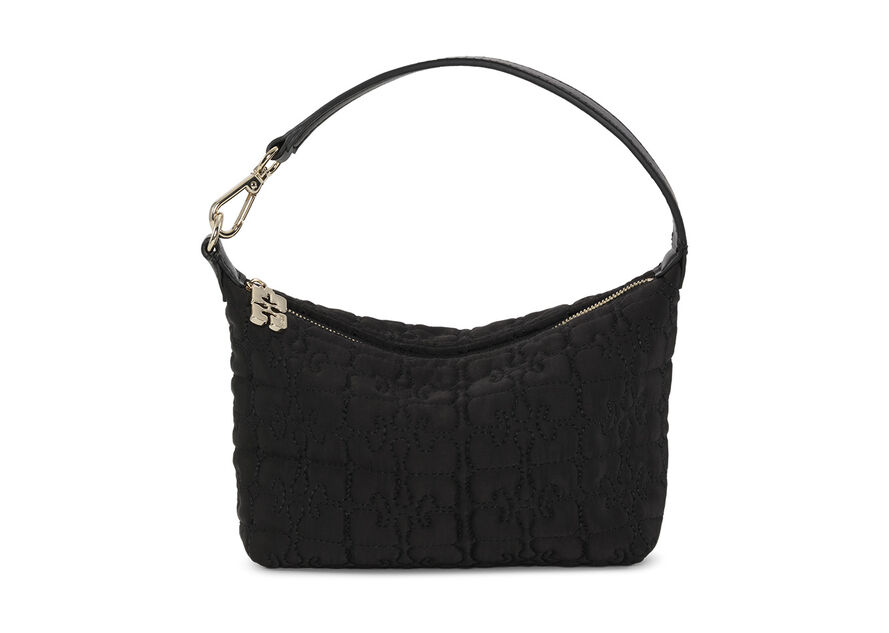 Ganni Black Small Butterfly Pouch Satin Bag