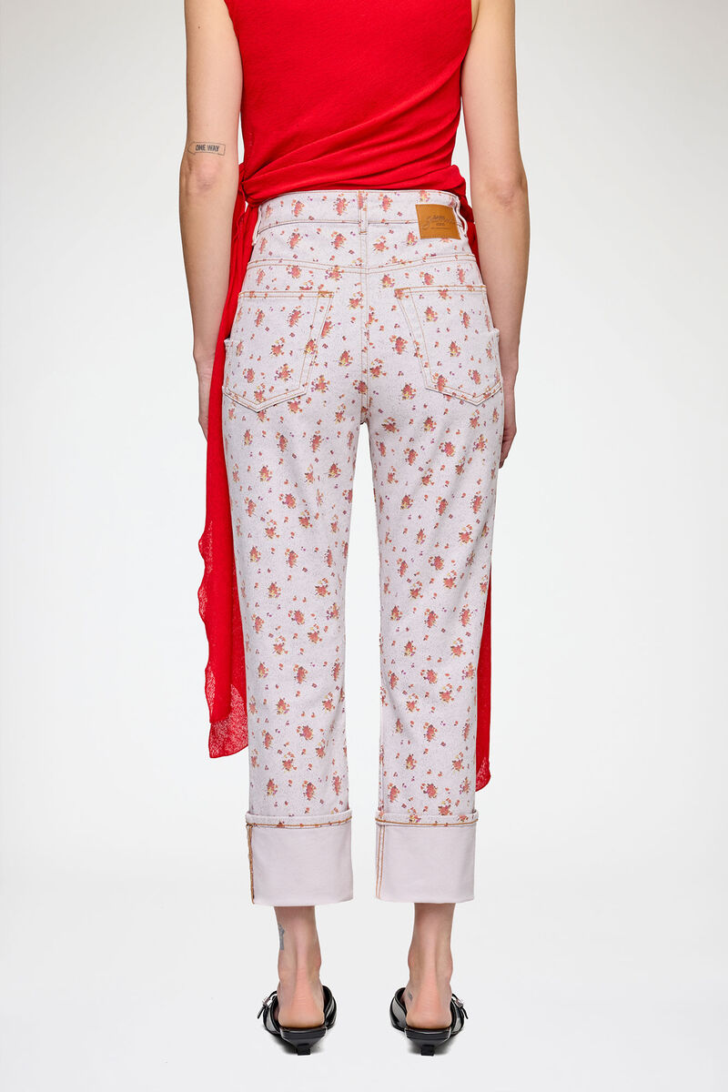 Capri Slim Jeans in Printed Denim, Organic Cotton, in colour Peachskin - 3 - GANNI