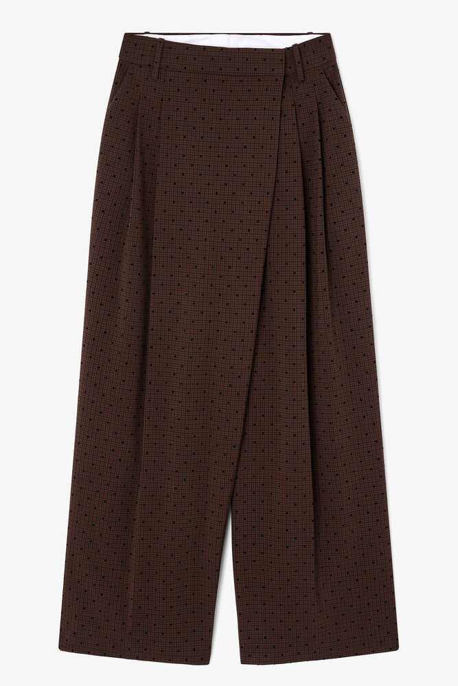 Flock Check Cross-over Trousers, Chicory Coffee