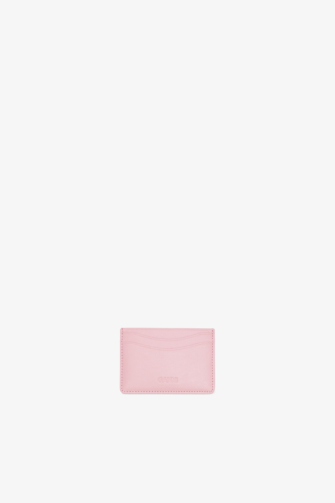 Bou Card Holder in Pink, Recycled Leather, in colour Pink Nectar - 2 - GANNI