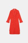 Gathered Placket Midi Dress, Cotton, in colour Orangedotcom - 1 - GANNI