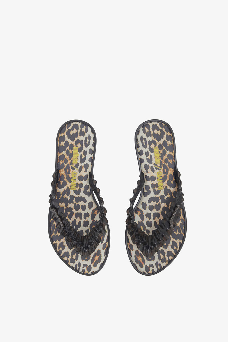 Melissa Flip Flop in Leopard, Polyvinyl Chloride, in colour Black - 3 - GANNI
