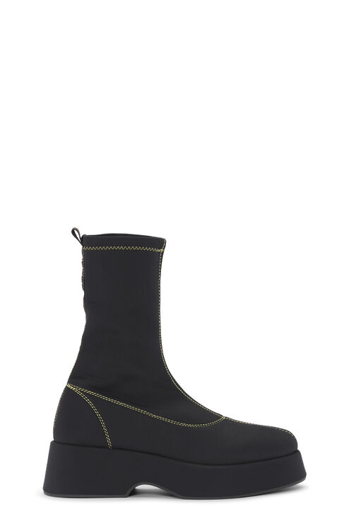 Ganni Black Polyamide Blend Back Ankle Boots In Black