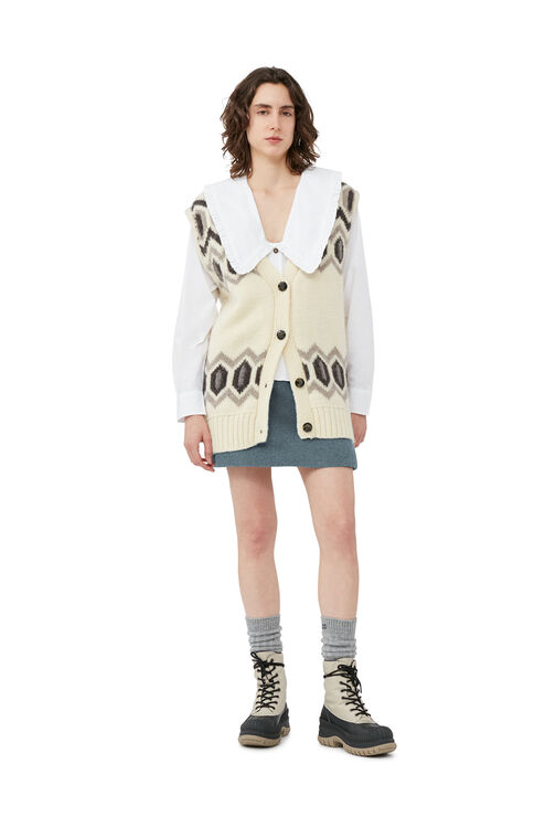 Ganni Sleeveless Oversized Chunky Wool Waistcoat