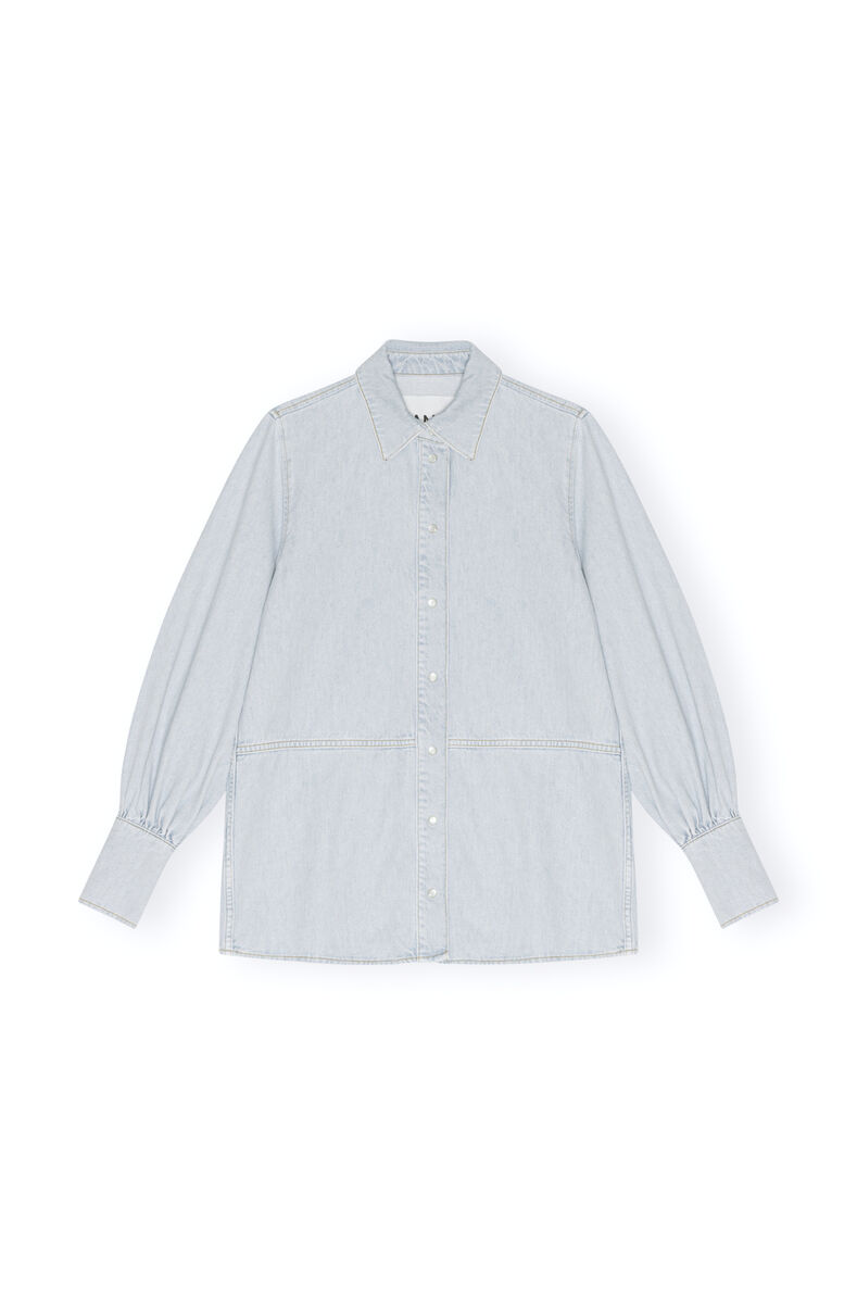 Future Denim Shirt, Organic Cotton, in colour Light Blue Vintage - 1 - GANNI