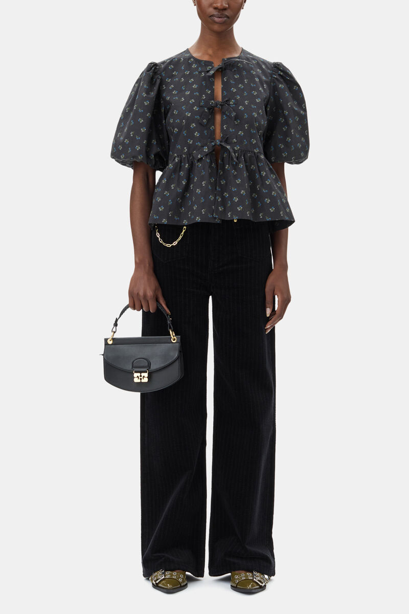Black Mini Top Handle Apo-G Bag, Recycled Leather, in colour Black - 2 - GANNI