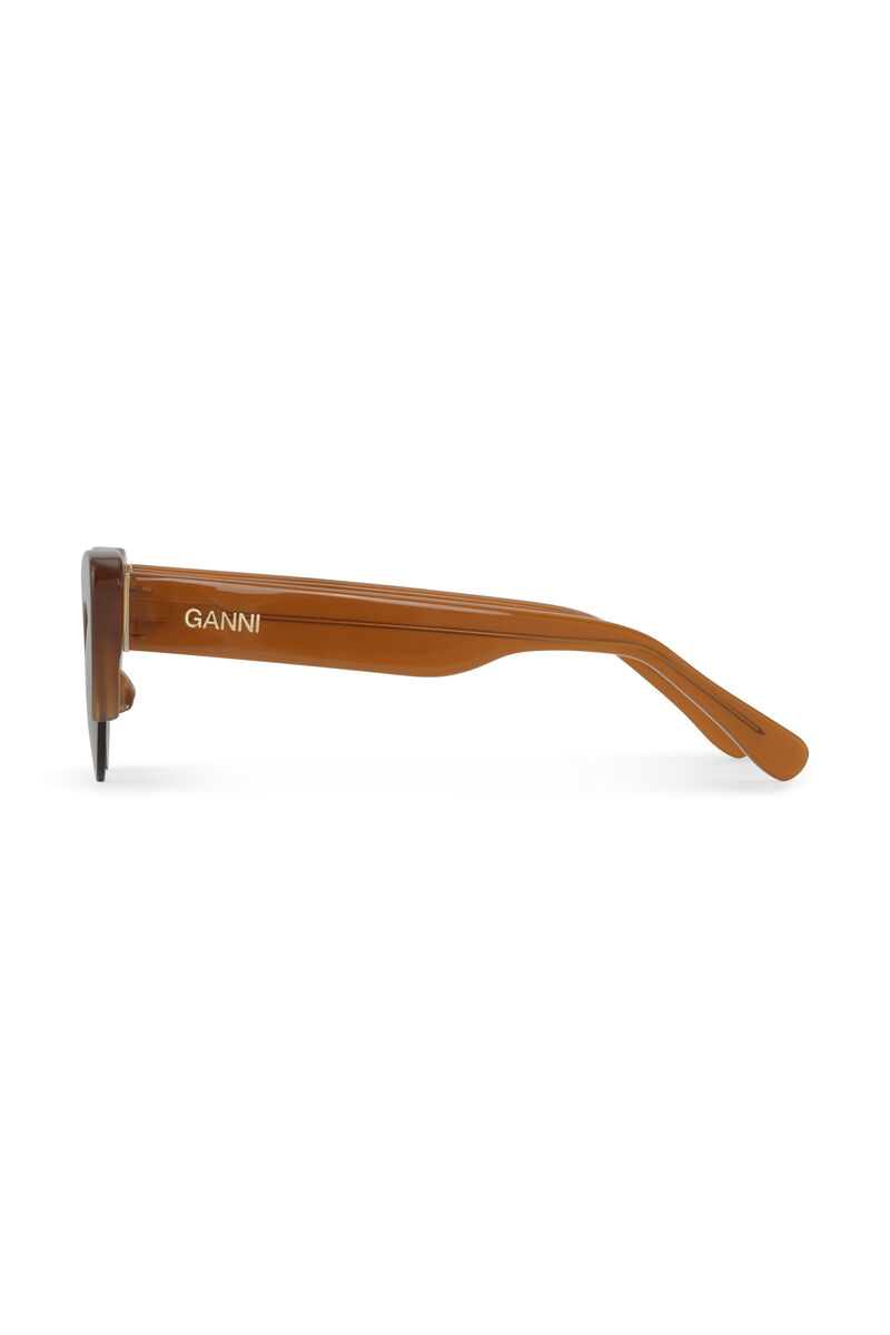 Cut Cat-Eye Sunglasses, Biodegradable Acetate, in colour Brandy Brown - 2 - GANNI