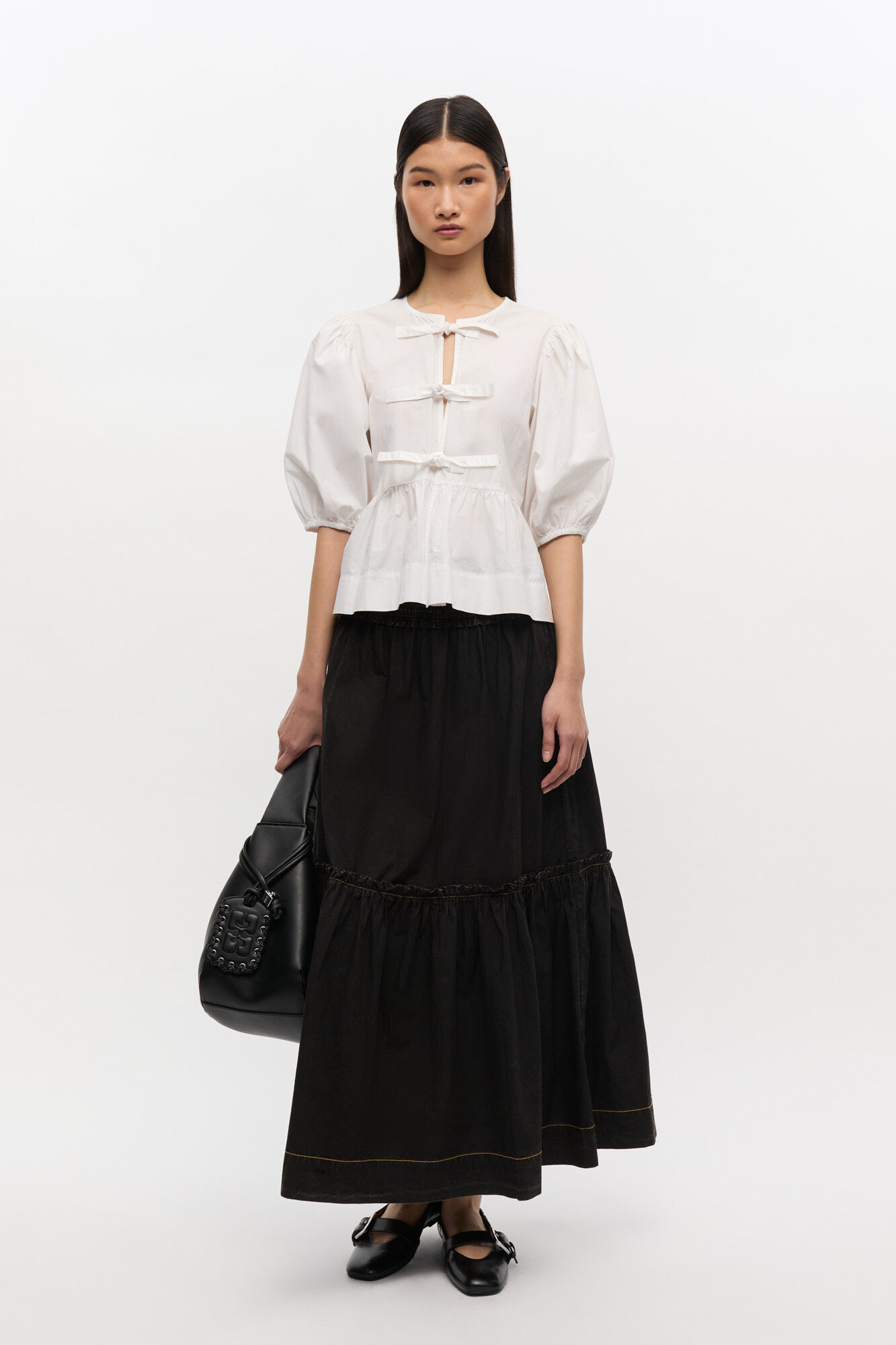 Black Washed Smock Skirt, Cotton, in colour Black - 1 - GANNI
