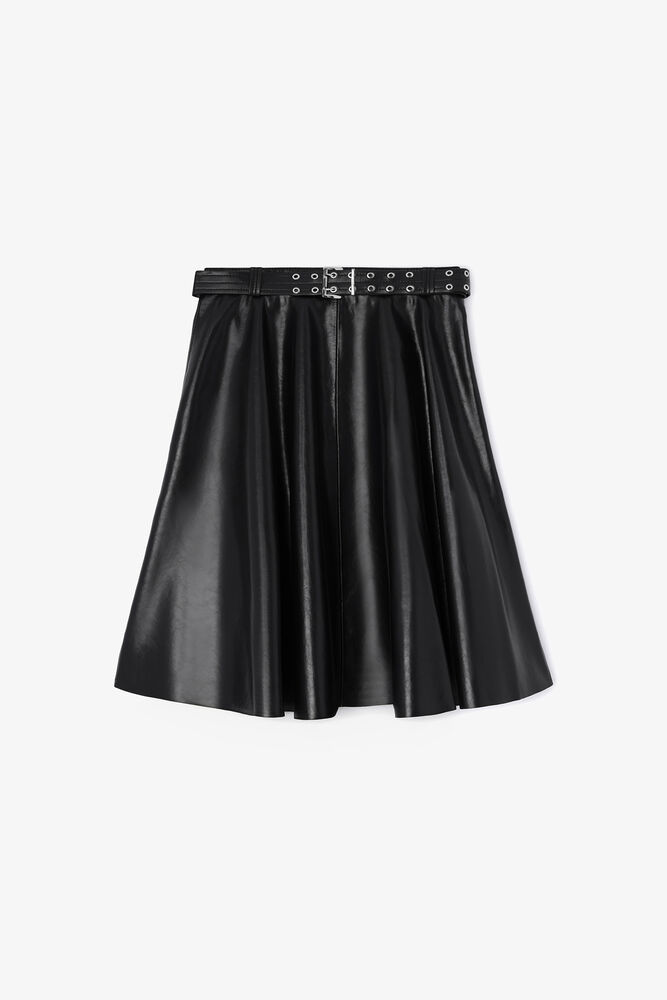 Recycled Leather Skirt, Black