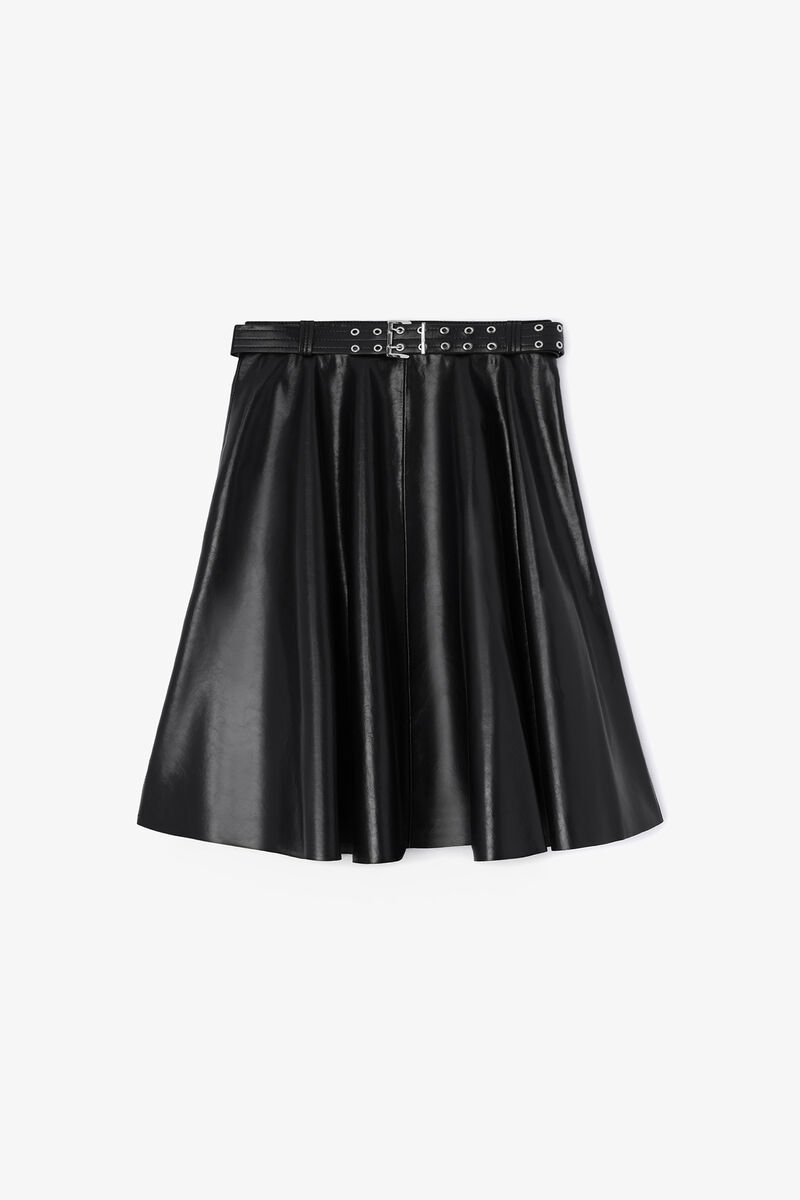 Recycled Leather Skirt, Recycled Leather, in colour Black - 1 - GANNI