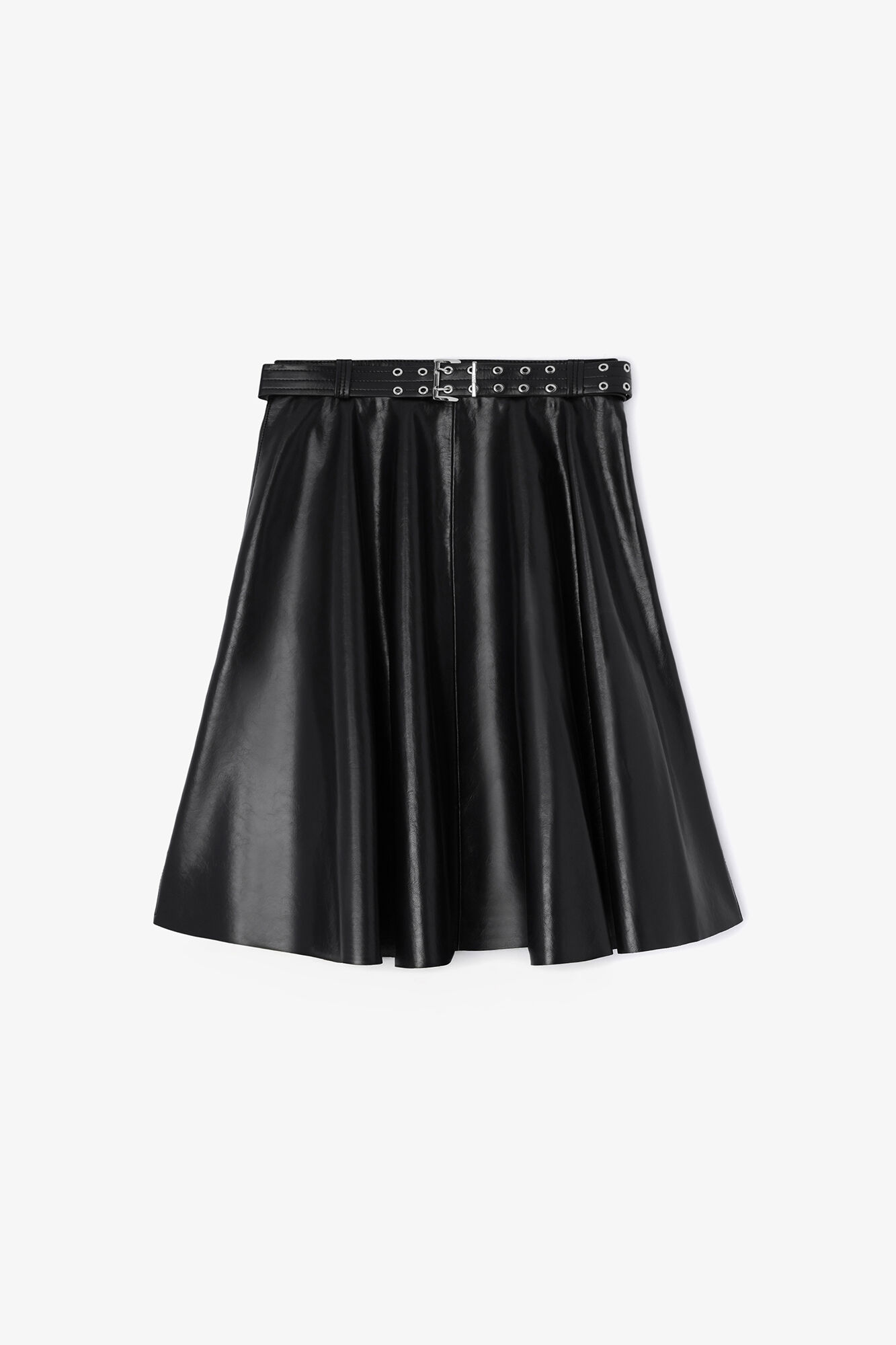 Recycled Leather Skirt, Recycled Leather, in colour Black - 1 - GANNI