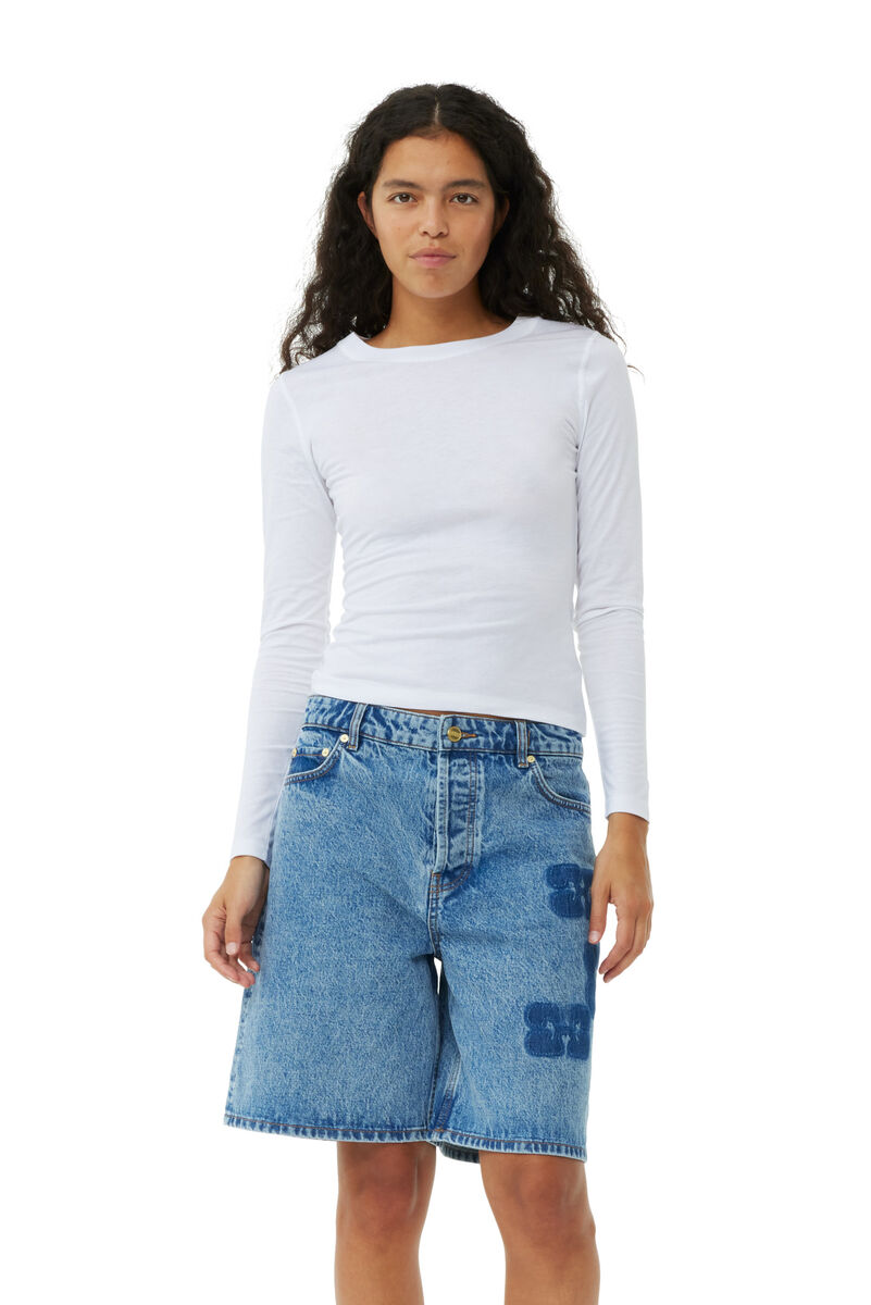 Future White Jersey Rhinestone-T-skjorte, Organic Cotton, in colour Bright White - 1 - GANNI