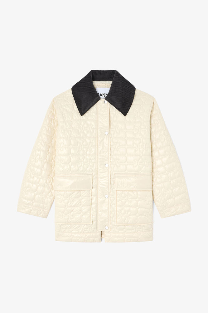 Shiny Quilt Midi Jacket, Angora