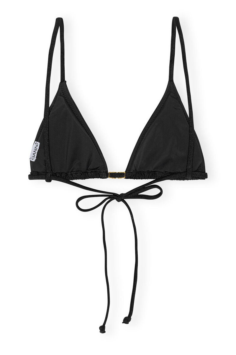 Black String Bikini Top, Nylon, in colour Black - 2 - GANNI