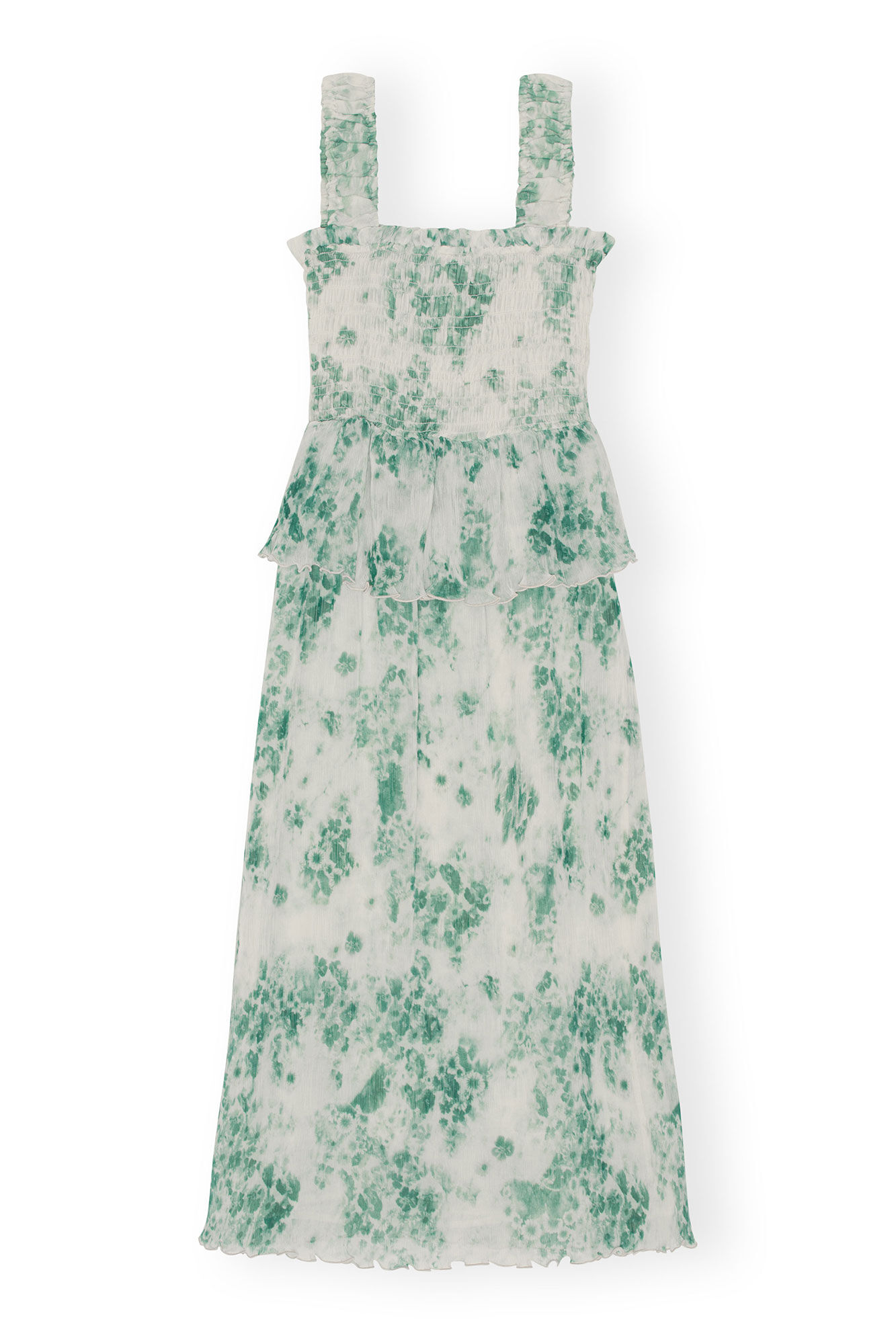 Pleated Georgette Smock Midi Dress, Recycled Polyester, in colour Egret - 1 - GANNI