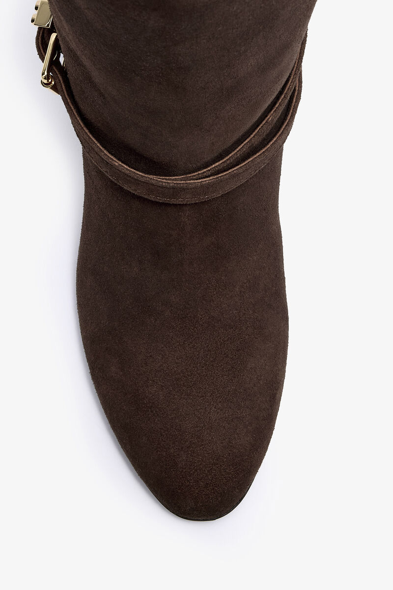 Kat High Boot in Brown Suede, Recycled Leather, in colour Chicory Coffee - 3 - GANNI