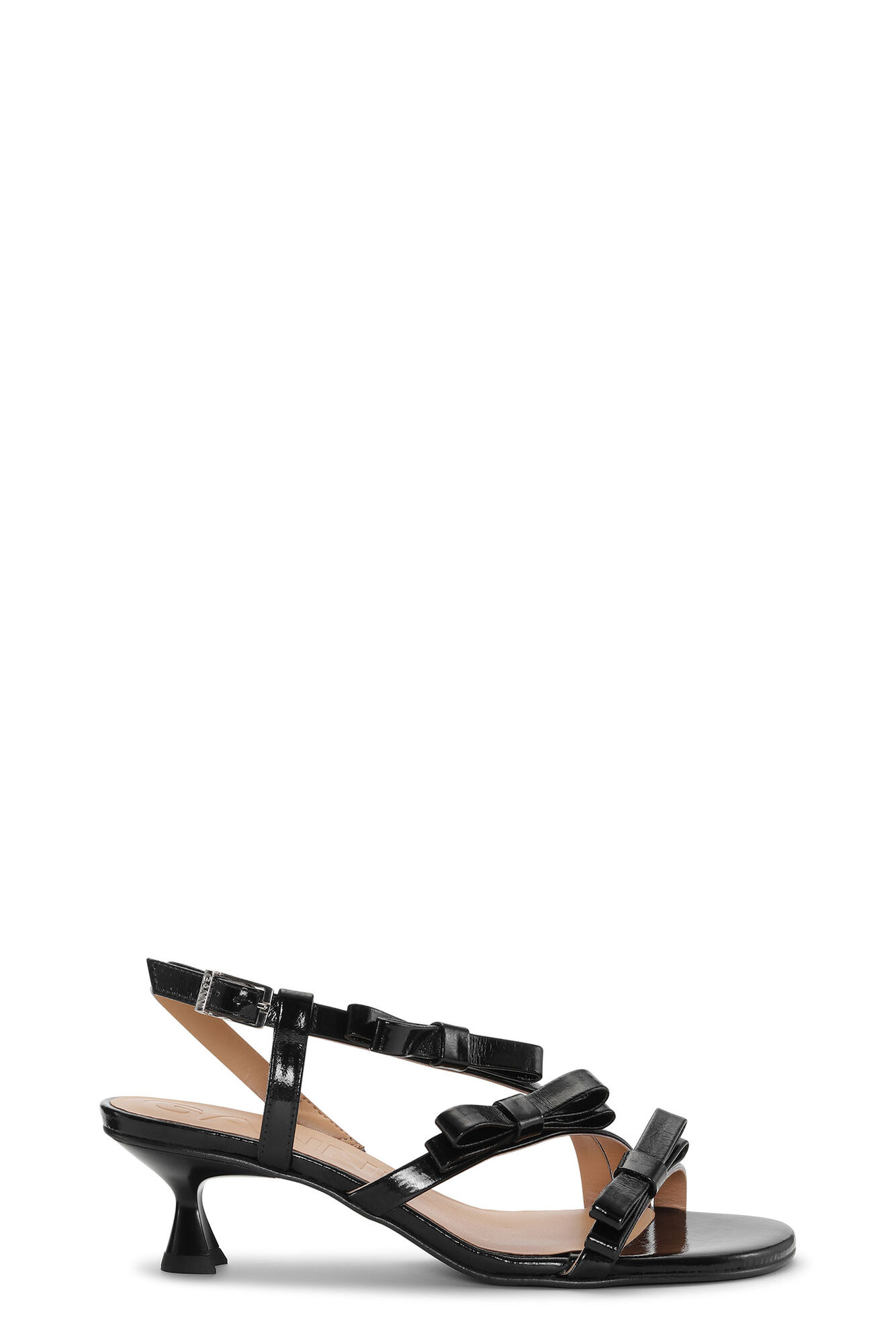 Black Multi Bow Mid Heel Sandals, Polyester, in colour Black - 1 - GANNI