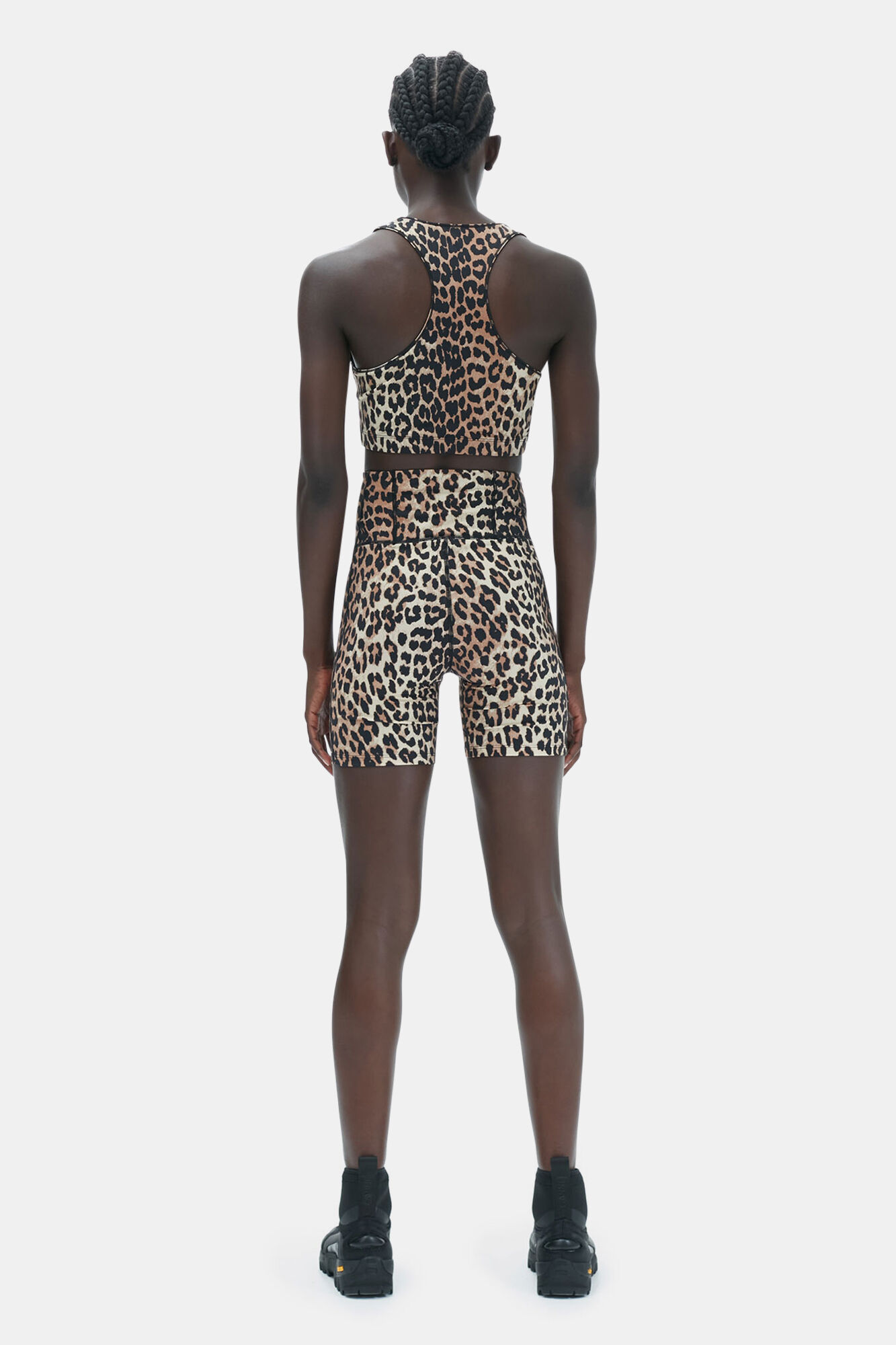 Active Racerback Zipper topp, Recycled Nylon, in colour Leopard - 2 - GANNI