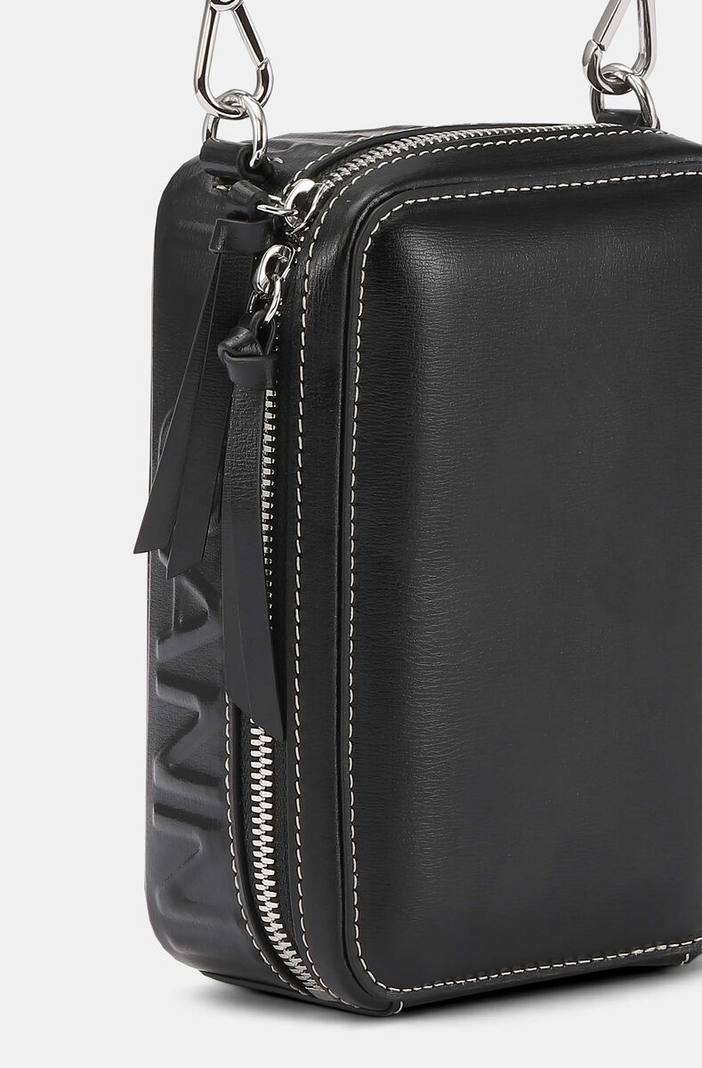Kameraveske, Leather, in colour Black - 4 - GANNI