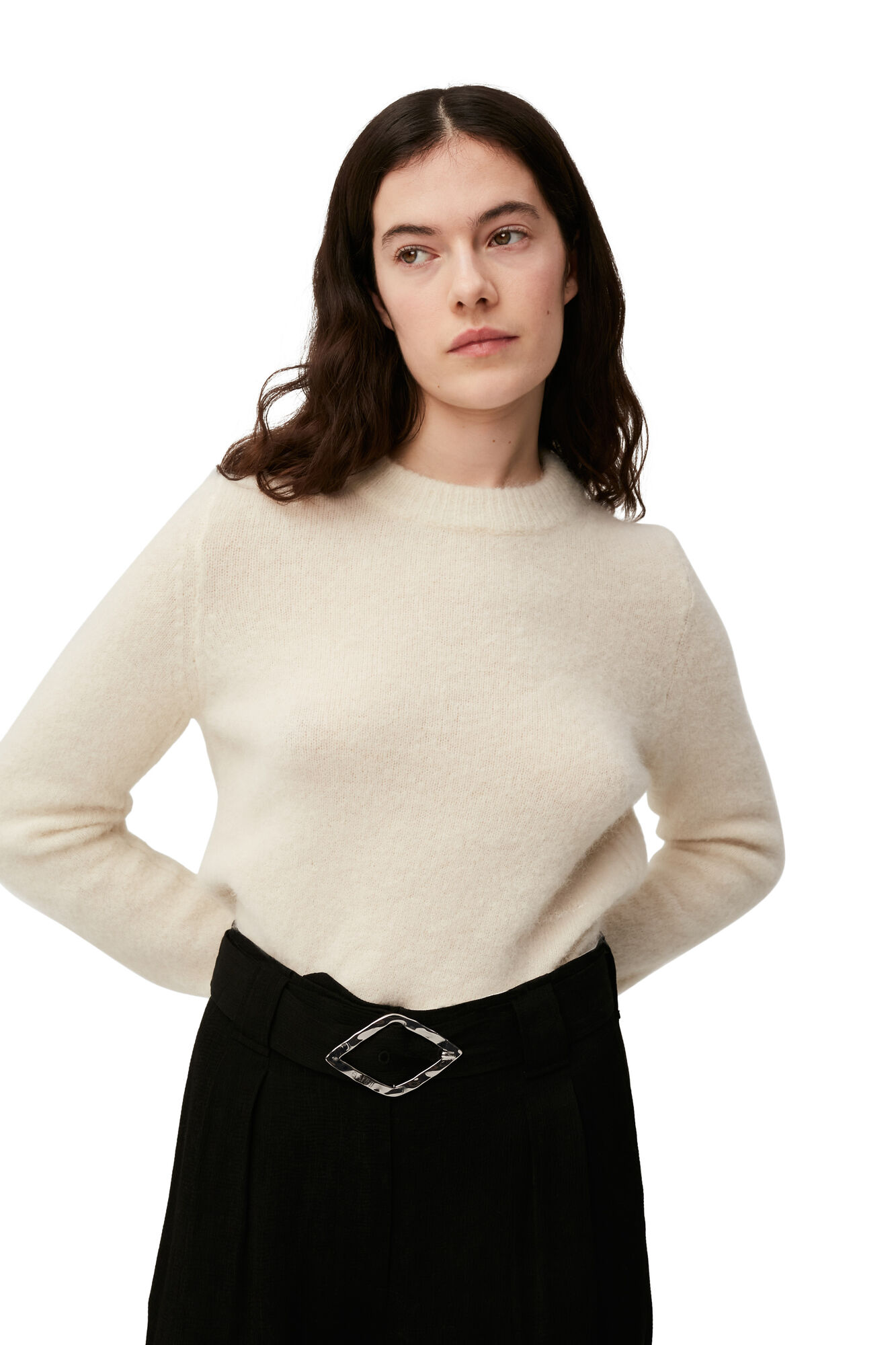 Brushed Alpaca Blouse, Alpaca, in colour Egret - 7 - GANNI