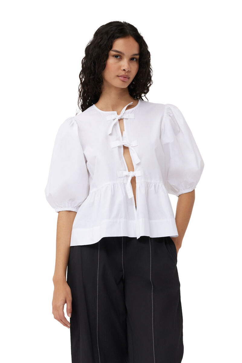 Poplin-Bluse aus Cotton, Cotton, in colour Bright White - 4 - GANNI