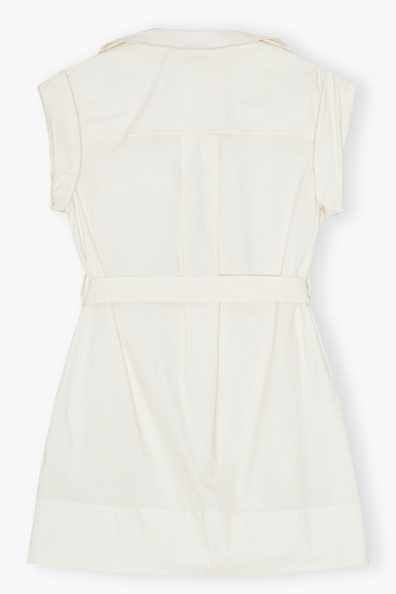 Mini robe en coton extensible blanc cassé, Elastane, in colour Egret - 2 - GANNI