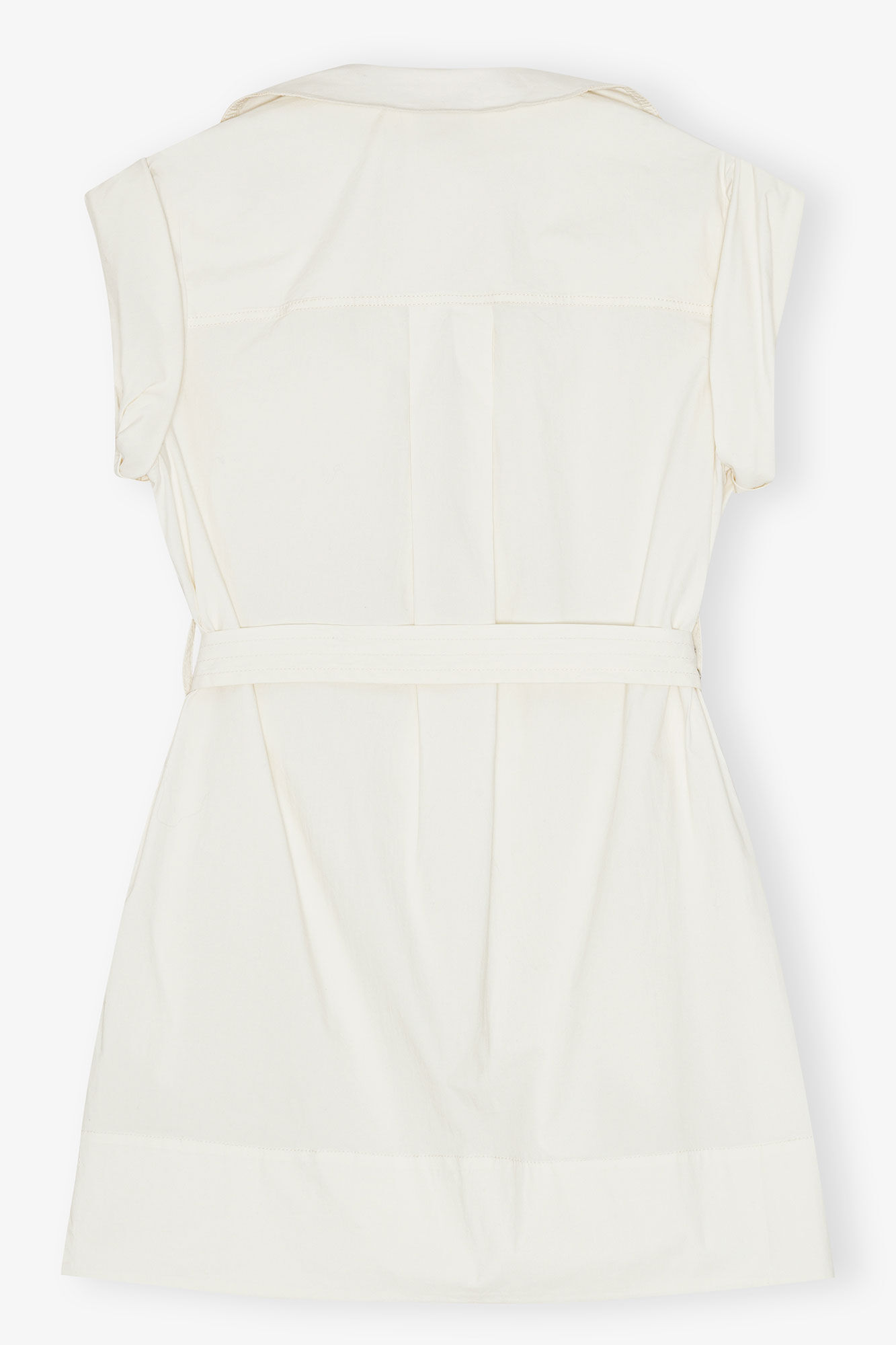 Mini robe en coton extensible blanc cassé, Elastane, in colour Egret - 2 - GANNI