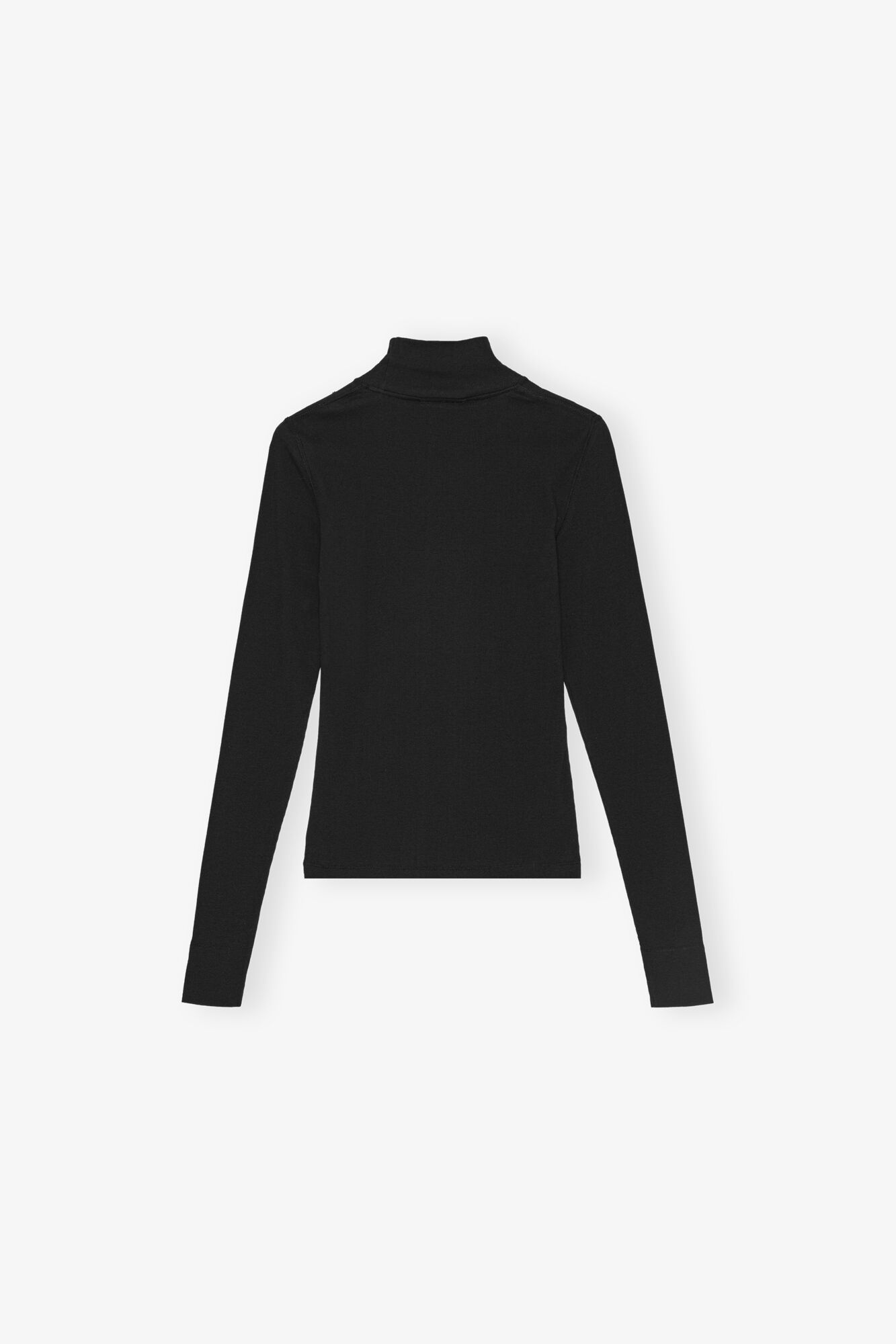 Black Soft Cotton Rib Rhinestone Top, Elastane, in colour Black - 2 - GANNI