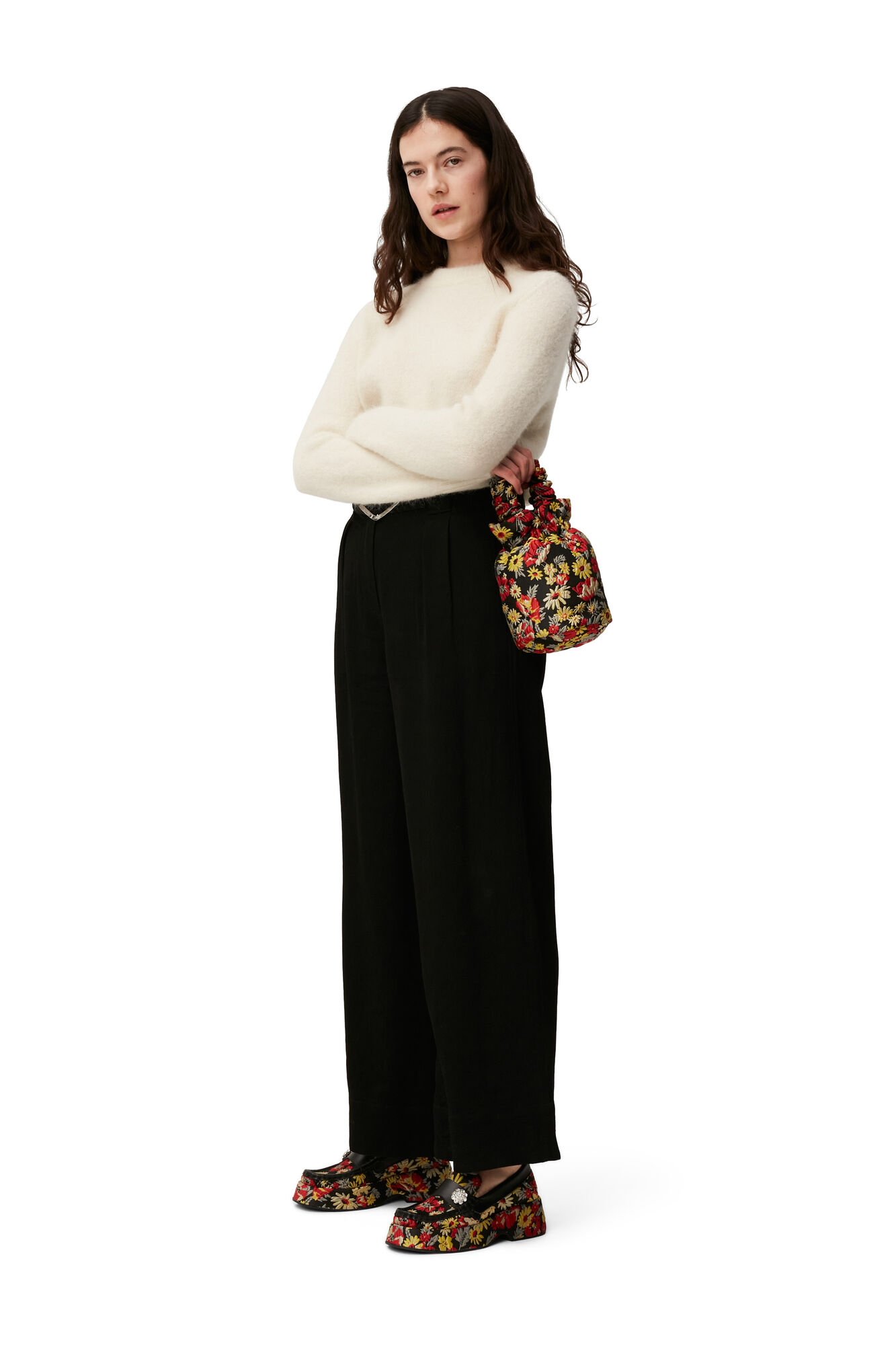 Brushed Alpaca Blouse, Alpaca, in colour Egret - 5 - GANNI