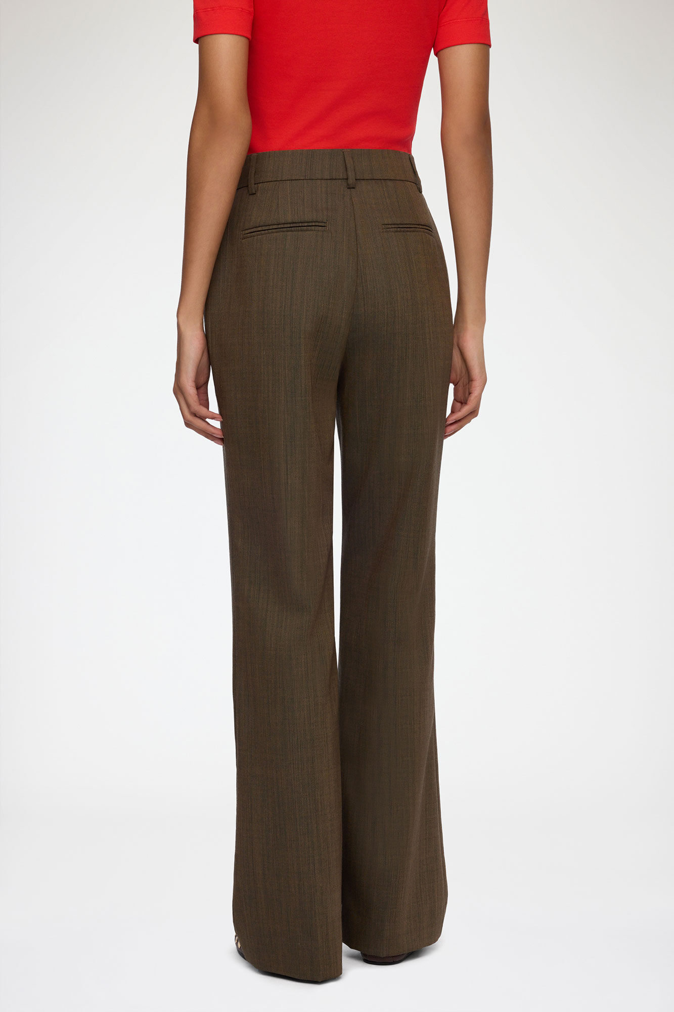 Trousers in Brown Wool Melange, Wool, in colour Canteen - 3 - GANNI