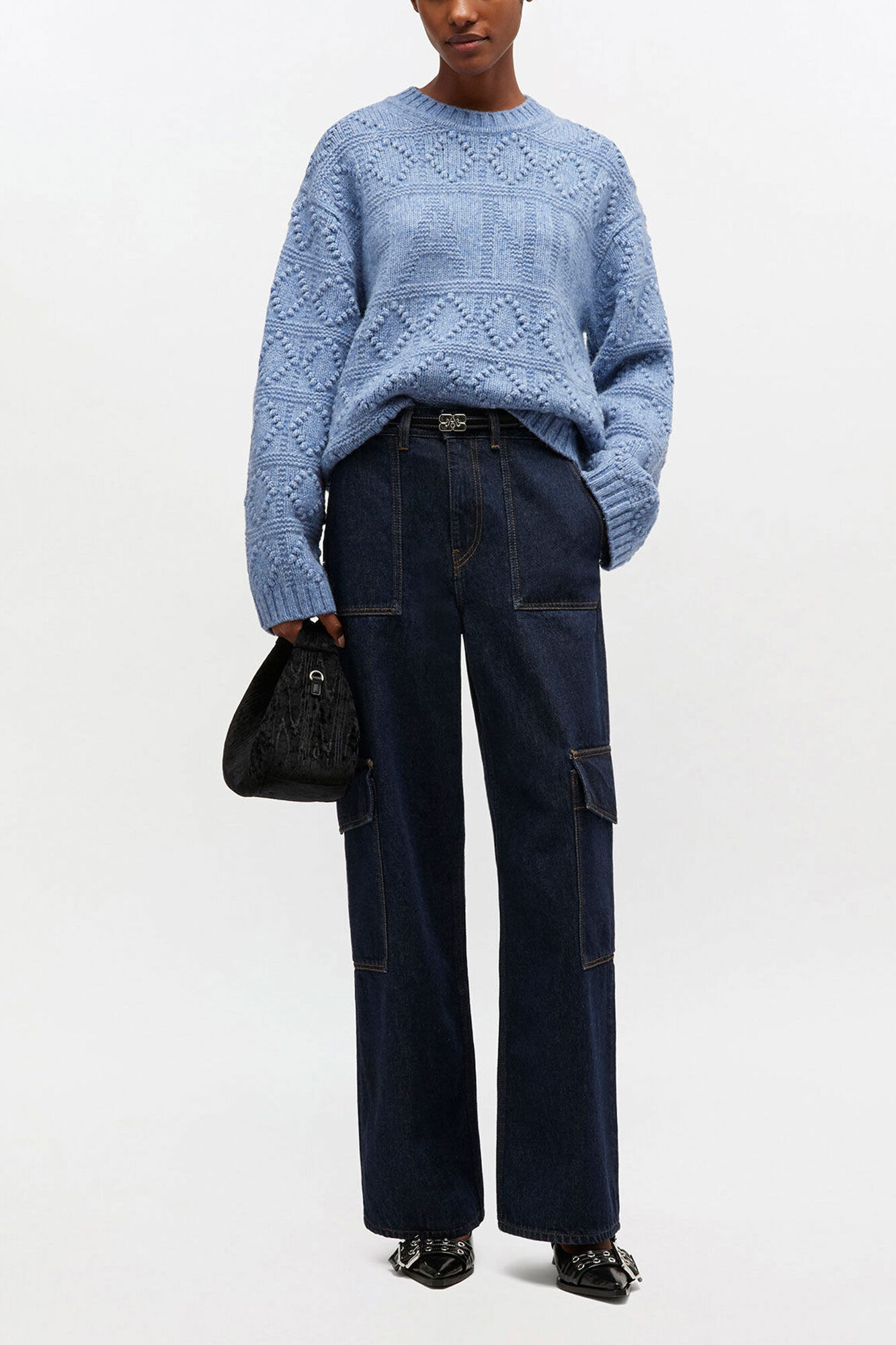 Cotton Wool Bubble Jumper, Wool, in colour Glacier Lake - 2 - GANNI