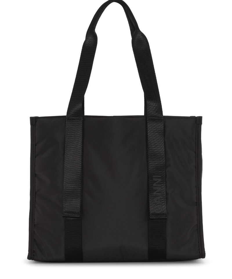 Medium svart toteväska i syntettyg , Recycled Polyester, in colour Black - 1 - GANNI