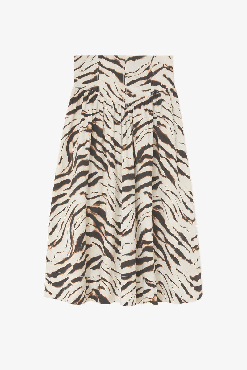 Skirt in Zebra Cotton, Organic Cotton, in colour Egret - 1 - GANNI