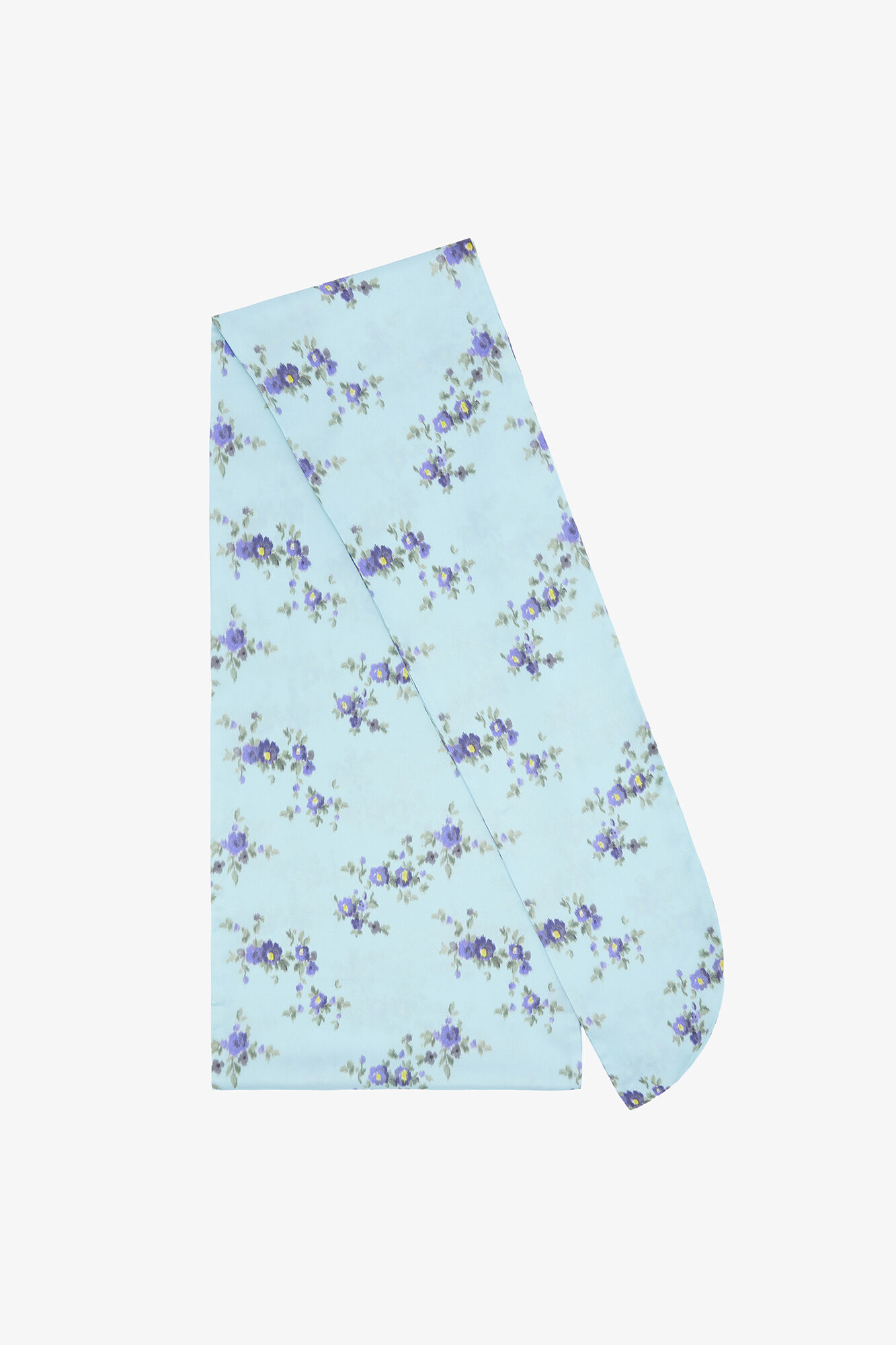 Wrap Scarf in Print, Recycled Polyester, in colour Iced Aqua - 1 - GANNI