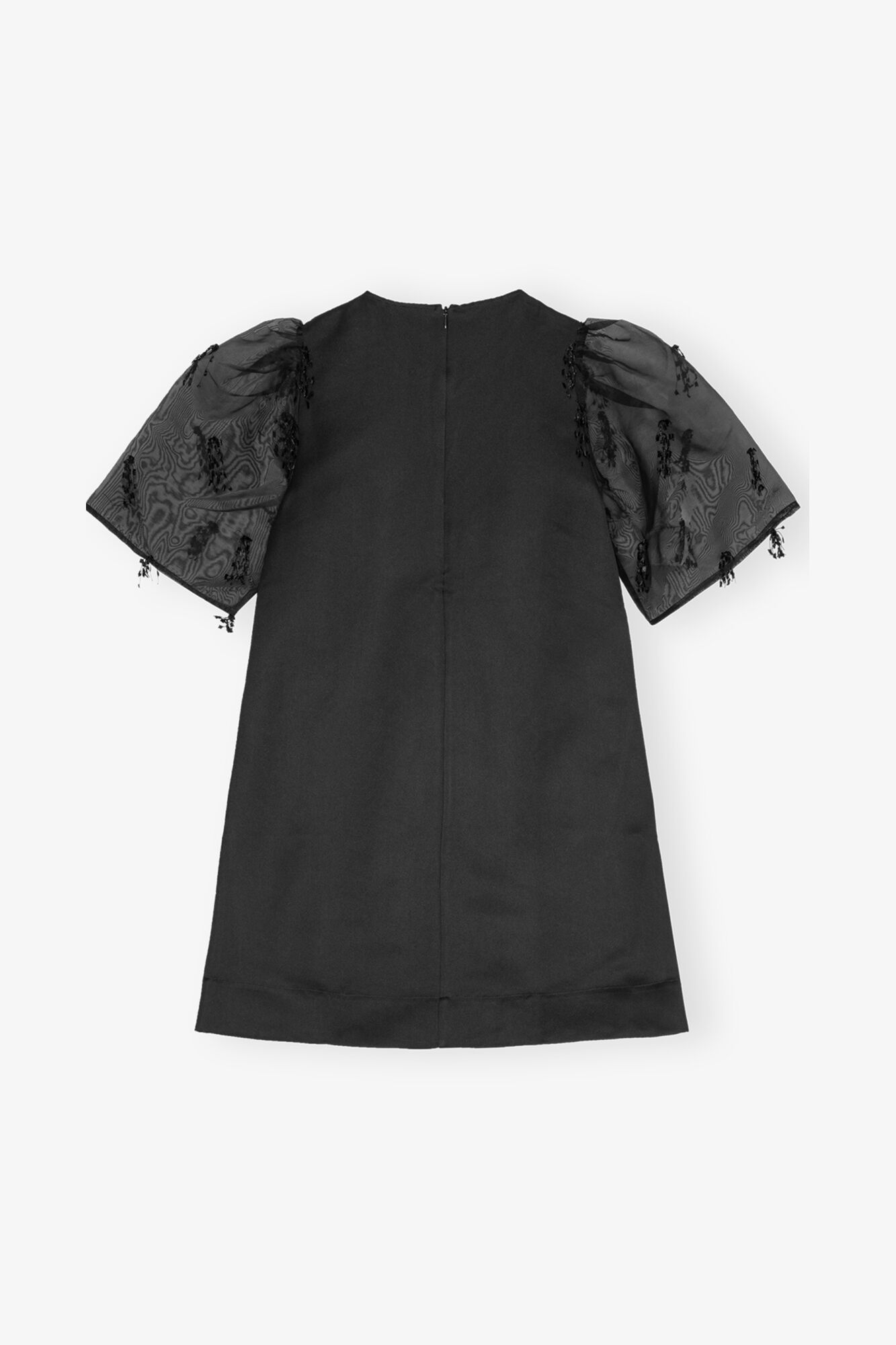Black Fringed Organza Mini Dress | GANNI US