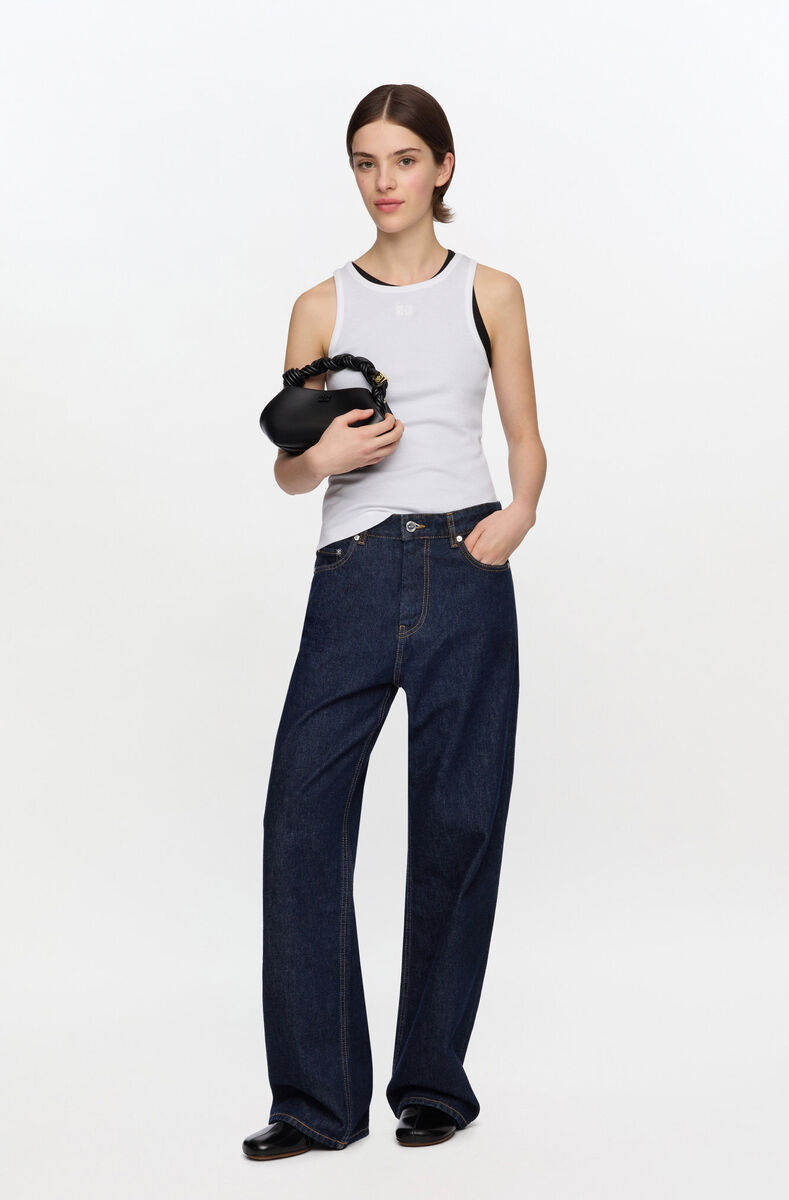 Izey Jeans in Dark Rinse Denim, Organic Cotton, in colour Rinse - 1 - GANNI