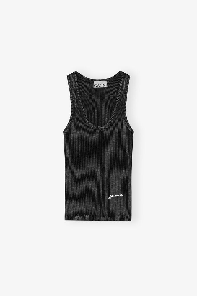 Black Washed Tank Top, Black Washed