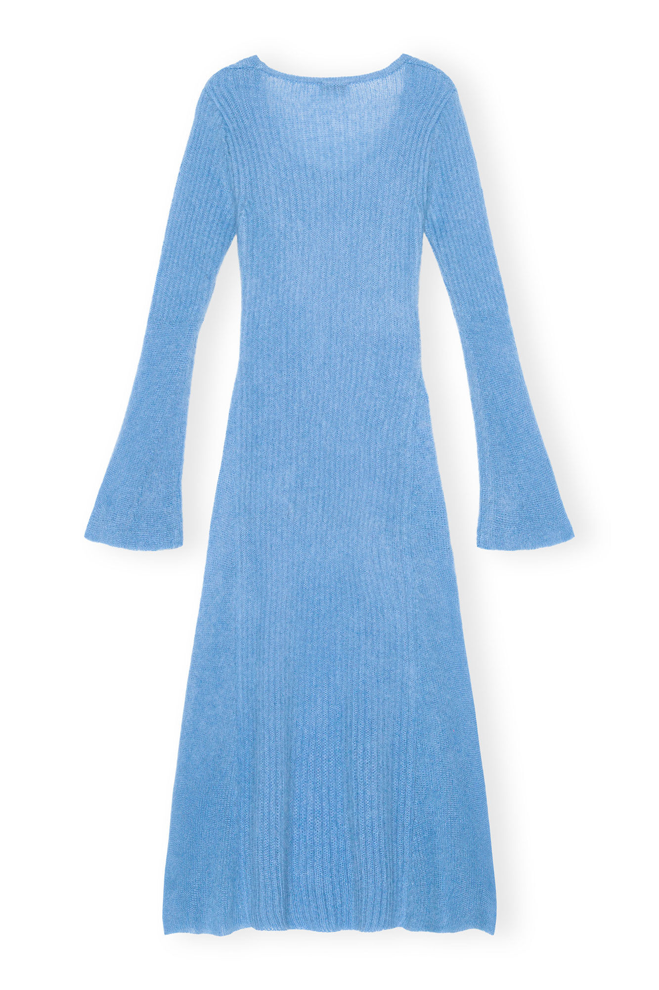Blue Brushed Mohair Rib Maxi Dress, Mohair, in colour Silver Lake Blue - 2 - GANNI