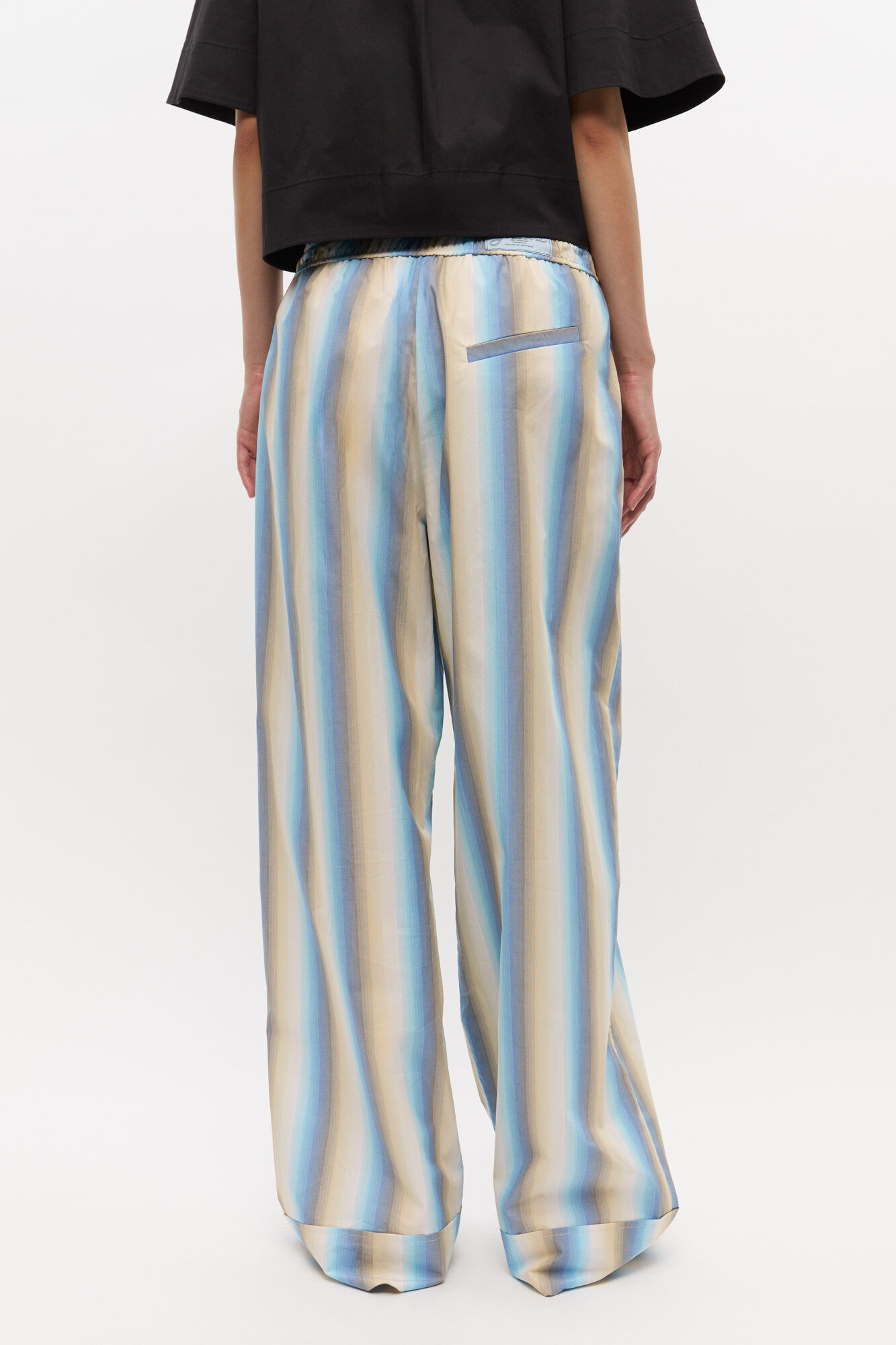 Ombre Stripe Elasticated Pants, Cotton, in colour Multicolour - 3 - GANNI